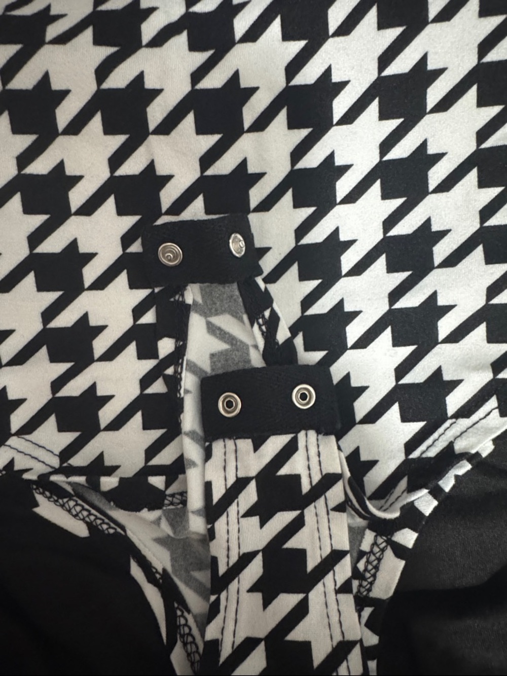 Fashion Nova Black and White Houndstooth Sleeveless Bodysuit - Picture 3 of 4